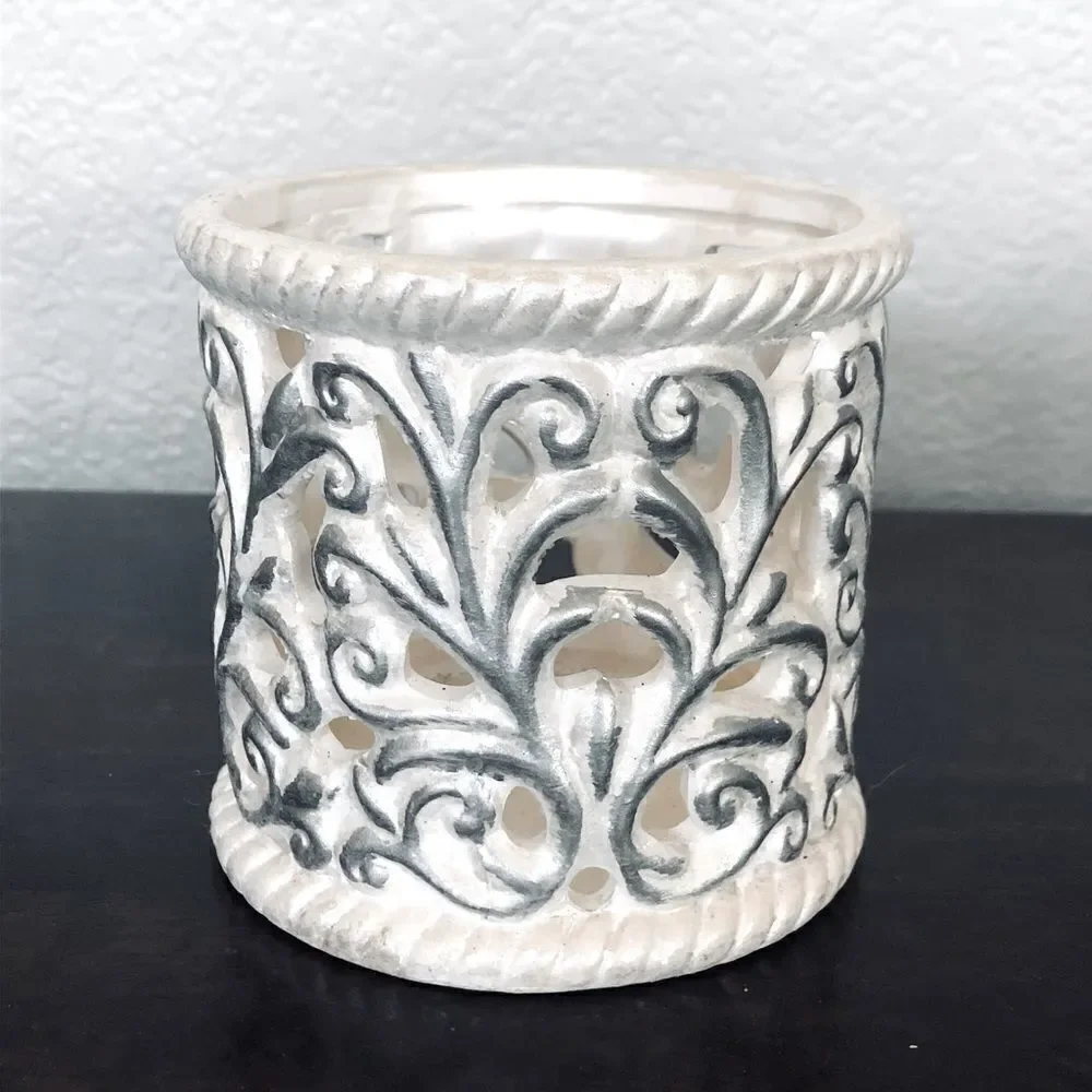 White Christmas Winter Snow Candle Holder